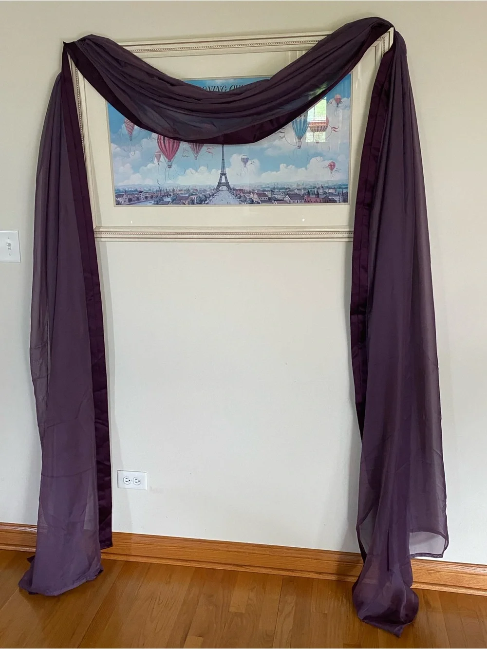 Eggplant Purple Sheer Window Scarf Valance 57x216 Satin Edge Curtain Panel